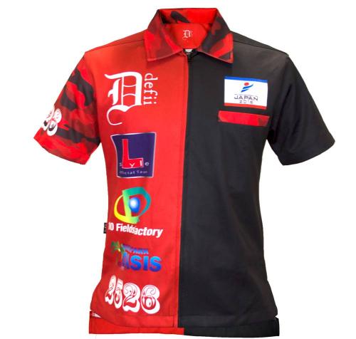 昇華プリント オリジナルデザイン ブラックxレッド 前面